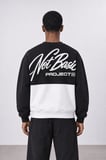 Erkek Not Basic Project Nakışlı Oversize Sweatshirt Siyah