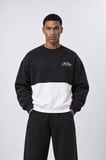 Erkek Not Basic Project Nakışlı Oversize Sweatshirt Siyah