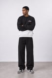 Erkek Not Basic Project Nakışlı Oversize Sweatshirt Siyah