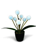 Yapay Çiçek Mavi Pompon Siyah Saksıda Dekoratif Yapay Çiçek 30*20cm