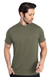 Crozwise 7134-04 Beden XXL Waffle Bisiklet Yaka Erkek Petek Dokuma T-shirt HAKİ_YEŞİL