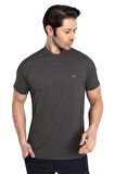Crozwise 7134-06 Beden S Waffle Bisiklet Yaka Erkek Petek Dokuma T-shirt KOYU ANTRASİT