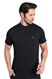 Crozwise 7134-10 Beden XL Waffle Bisiklet Yaka Erkek Petek Dokuma T-shirt SİYAH