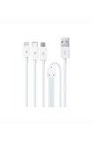 Trio Çoklu Şarj Kablosu Type-C,Lightning,Micro USB 120cm Beyaz - 2DK7521