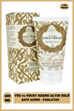 Yüz ve Vücut Kremi Luxury Gold Altın Özlü Nemlendirici Parlatıcı Anti Aging Cilt Vegan Bakımı 150 g