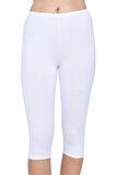 12'li Paket Kadın Kapri Tayt Elastan Beyaz 11002