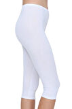12'li Paket Kadın Kapri Tayt Elastan Beyaz 11002
