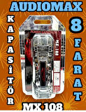 AUDIOMAX MX-108- 8 FARAD -LEDLİ-REMOTELİ POWER KAPASİTÖR--AKÜNÜZÜ VE SET TESİSATINIZI KORUR-AKÜ ÖMRÜ UZAR