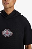 DeFactoFit NBA Houston Rockets Oversize Geniş Kalıp Kapüşonlu Sırt Baskılı Kısa Kollu Tişört D9898AX25SPBK81