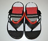 ERKEK ÇOCUK SİYAH YUMUŞAK MASAJ TABANLI SİYAH KIRMIZI BEYAZ ŞERİTLİ PARMAK ARASI EVA TERLİK