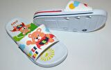 ERKEK ÇOCUK SUPER BEAR YAZILI AYICIK RESİMLİ BEYAZ RENK EVA TERLİK