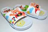 ERKEK ÇOCUK SUPER BEAR YAZILI AYICIK RESİMLİ BEYAZ RENK EVA TERLİK
