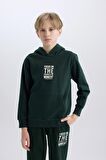 DeFacto Erkek Çocuk Cepli Yazı Baskılı Kapüşonlu Kalın Okul Sweatshirt C7567A824WNGN1214