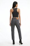 Kadın 501 Minimalist Crop Jean Pantolon - Yüksek Bel-skük paça detaylı --0001 Siyah / 26/28