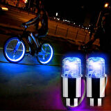 BUFFER® Araç ve Bisiklet İçin 2 li Mavi LED Hava Valfi Işık Kapakları-Gece Parlayan Lastik Lambası Sibop Kapağı