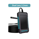 Ekranlı Çift Kameralı 10 Mt Hafıza Kart Destekli Sert Kablo Yılan Endoskop Kamera 5.5 Mm 4.3 Inc