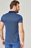 Mcl Erkek Polo Yaka Pamuklu Slim Fit Desenli T-Shirt 26199 Indigo