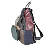 SİA ÇANTA HAKİKİ DERİ  PARÇALI YAMALI KALİTELİ  İŞÇİLİK ŞIK TASARIM ASTARLI ÇOK GÖZLÜ KADIN SIRT ÇANTASI