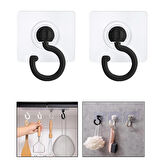 Microcase  Yapışkanlı 360° Döner Başlıklı Çok Amaçlı  Banyo Mutfak Eşya Vb. Kanca Askılık- BEYAZ AL4942 2 Adet