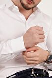 Erkek Beyaz İthal Saten Slimfit Gömlek