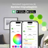 Nanoleaf Altıgen Akıllı RGBW Duvar Paneli Genişletme Paketi App Kontrollü, 3 Parça, Beyaz, Google Home, Alexa, Razer Chroma, Apple Home Destekli