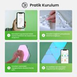 Nanoleaf Üçgen Akıllı RGBW Duvar Paneli Başlangıç Paketi App Kontrollü, 9 Parça, Beyaz, Google Home, Alexa, Razer Chroma, Apple Home Destekli