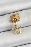 316L Çelik Sallantılı Zirkon Taşlı Kraliçe Tacı Model Gold Renk Nomination Charm - TJ-BC1397