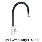 Esnek Kıvrılabilir Renkli Silikon Oynar Başlıklı Musluk Bataryası Başlığı Kubar
