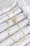 Pirinç Zirkon Taşlı Ezme Zincirli Madalyon Model Gold Renk Y Kolye - TJ-BKO10471