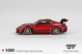 Mini GT 1/64 Porsche 911 992 GT3 RS Weissach Package Guards Red MGT01060 Diecast Model Araba