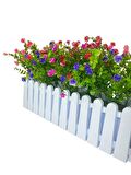 Yapay Çiçek Beyaz Çit Balkon Saksısı Renkli Mineli Şimşir Çiçekli 55*35cm
