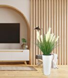 Yapay Çiçek Panpas Püskül Salon Bitkisi Beyaz Uzun Kumsal Vazoda 128*60cm 
