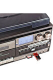 KN-110 Vintage Plak CD Kaset USB Bluetooth TF AUX Özelikli Pikap