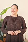 Kadın Buyuk Beden Çıtır Desen Uzun Anne Günlük Elbise