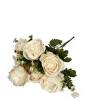 Yapay Çiçek Şakayık Gül 11 Dallı Büyük Demet 7Dal Gül 4 Dal Cipso Soft Pembe