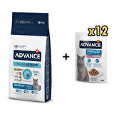 Advance Hindili Kısırlaştırılmış Kedi Maması 15 kg + 12 Adet Advance Hindili Kısır Kedi Pouch Yaş Maması 85 Gr
