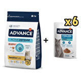 Advance Somonlu Kısırlaştırılmış Kedi Maması 1,5 Kg + 6 Adet Advance Morina Balıklı Kısır Kedi Pouch Yaş Maması 85 Gr