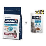 Advance Kısırlaştırılmış +10 Yaşlı  Kedi Maması 1,5 Kg + 12 Adet Advance Morina Balıklı Kısır Kedi Pouch Yaş Maması 85 Gr
