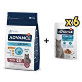 Advance Kısırlaştırılmış +10 Yaşlı  Kedi Maması 1,5 Kg + 6 Adet Advance Morina Balıklı Kısır Kedi Pouch Yaş Maması 85 Gr