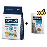 Advance Somonlu Kısırlaştırılmış Kedi Maması 10 Kg + 6 Adet Advance Morina Balıklı Kısır Kedi Pouch Yaş Maması 85 Gr
