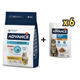 Advance Somonlu Hassas Yetişkin Kedi Maması 10 Kg + 6 Adet Advance Tavuklu Yetişkin Kedi Pouch Yaş Maması 85 Gr