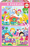 Educa 4-6 Yaş 2x48 Parça Fantazi Arkadaşlar Puzzle - Kız Çocuk Karton Puzzle