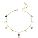 Pullu Mavi Kırmızı Damla Taşlı Halhal