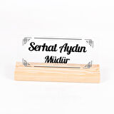 Riva Doğal Ahşap Stand Masa İsimliği Akrilik İsimlik İsme Özel Ekonomik İsimlik
