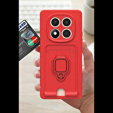 Xiaomi Uyumlu Redmi Note 14 Pro 4G Kılıf Zuma Kartvizitli Yüzüklü Silikon