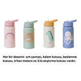 Pipetli Paslanmaz Çelik Matara- Suluk-Termos / 500ml - Bej