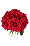 Yapay Çiçek Kırmızı Gül 10lu Demet Gelin Çiçeği Buketi Masa Üstü Vazo Çiçeği 25cm