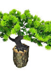 Yapay Çiçek Bonsai Ağacı Kütük Saksıda Yatık Akasya  Dekoratif Yapay Ağaç Bonzai 30*20 CM