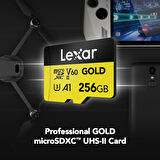 Lexar 256GB Gold 280MB/s V60 UHS-II microSDXC Hafıza Kartı