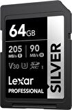 Lexar 64GB Silver Plus SD UhsI V30 U3 205MB/S Hafıza Kartı